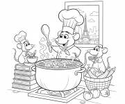 Coloriage Remy chef de cuisine et ses assistants