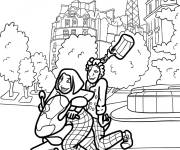Coloriage Remy, Colette et Alfredo &agrave; moto