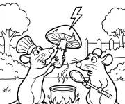 Coloriage Remy cuisine des champignons