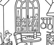 Coloriage Remy dans l'appartement de Linguini