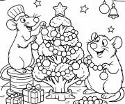 Coloriage Remy d&eacute;core le sapin de noel