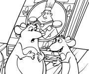 Coloriage Remy et Django avec un livre de Gusteau