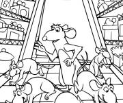 Coloriage Remy et les rats de Ratatouille
