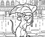 Coloriage Remy marche sous une feuille