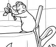 Coloriage Remy met des herbes dans un pot