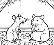 Coloriage Remy partage des fromage avec Emile