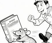 Coloriage Remy s'&eacute;chappe avec un livre de cuisine