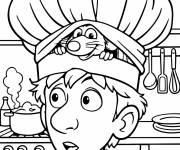 Coloriage Remy se cache dans le chapeau de Linguini