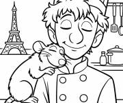 Coloriage Remy se repose sur les &eacute;paules de Linguini