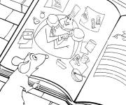 Coloriage Souris chef et le livre de Auguste Gusteau