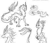 Coloriage Différentes illustrations du dragon Sisu