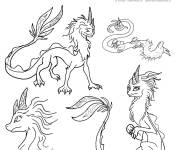 Coloriage Diff&eacute;rentes illustrations du dragon Sisu