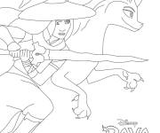 Coloriage Dragon Sisu avec la belle princesse Raya
