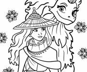Coloriage Illustration Raya et Sisu avec motifs
