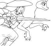 Coloriage et dessins gratuit Image du dragon Sisu et Princesse Raya du film Disney à imprimer
