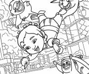 Coloriage Noi vole des fruits avec les Ongis