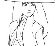 Coloriage Princesse Raya portant son chapeau