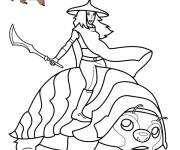 Coloriage Princesse Raya sur Tuk Tuk