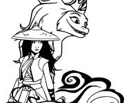 Coloriage Raya avec le dragon Sisu de Disney