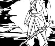 Coloriage Raya avec son &eacute;p&eacute;e