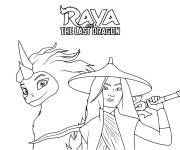 Coloriage Raya et Sisu du Film de Disney