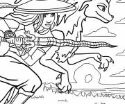 Coloriage Raya et Sisu pret &agrave; attaquer