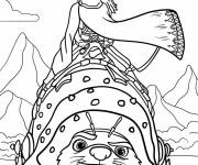 Coloriage Raya et Tuk Tuk dans le d&eacute;sert