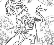 Coloriage Sisu et Raya dans la foret