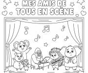 Coloriage Amis de Tous en sc&egrave;ne pour maternelle