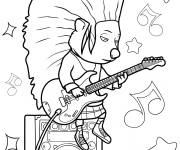 Coloriage Ash de Tous en sc&egrave;ne jouant de la guitare &eacute;lectrique