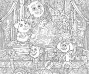 Coloriage Film tous en sc&egrave;ne &agrave; motif difficile