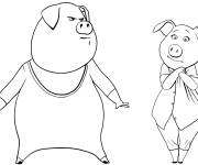Coloriage Gunter et Rosita du film d'animation Tous en sc&egrave;ne