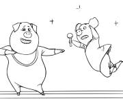 Coloriage et dessins gratuit Gunter et Rosita en dansant sur sc&egrave;ne à imprimer