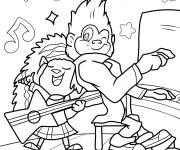 Coloriage Johnny et Ash jouent &agrave; la musique de tous en sc&egrave;ne