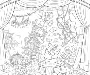 Coloriage Les animaux et le chaos en sc&egrave;ne