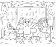 Coloriage Les personnages principaux en performance Tous en sc&egrave;ne