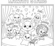 Coloriage Les stars kawaii de Tous en sc&egrave;ne