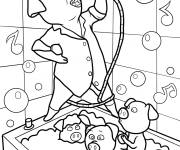Coloriage Rosita de Tous en sc&egrave;ne chantant sous la douche