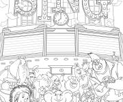 Coloriage Tous les personnages du film tous en sc&egrave;ne