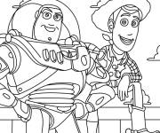 Coloriage Buzz and Woody s'amuse