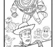 Coloriage Buzz essaie de sauver Woody dans Toy Story 5