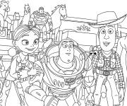 Coloriage Illustration de Jessie, Buzz et Woody