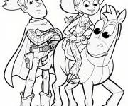 Coloriage Jessie sur le cheval avec Woody