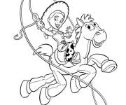 Coloriage Jessie sur le cheval dans Toy Story 5