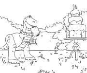 Coloriage et dessins gratuit Rex et le g&acirc;teau d'anniversaire à imprimer