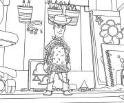 Coloriage Woody dans la maison