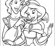 Coloriage Aladdin avec la princesse Jasmine