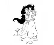 Coloriage et dessins gratuit Aladin et Jasmine de Walt Disney à imprimer