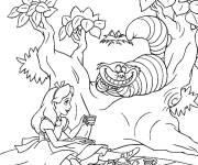 Coloriage Alice boit du th&eacute; avec ses amis