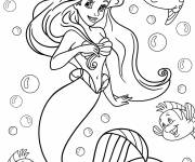 Coloriage Ariel dans la mer